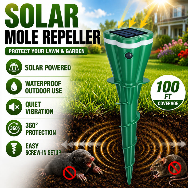🔥Hot Sale 50% OFF☘️ Solar Powered Waterproof Screw Mole Repellent