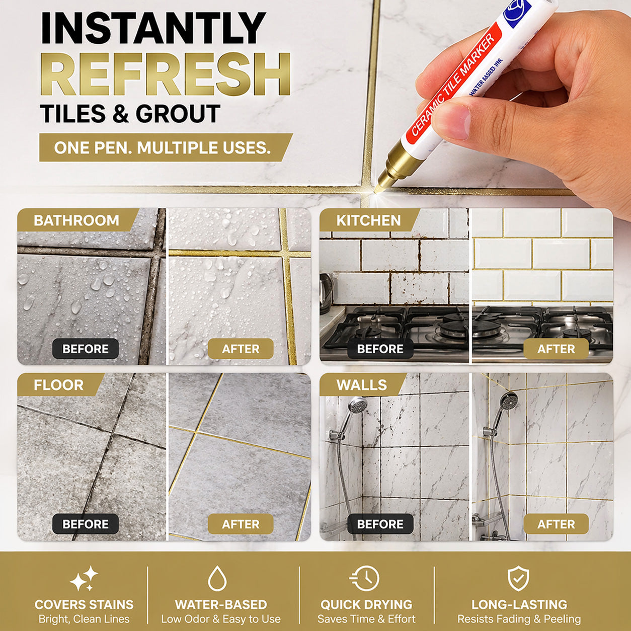 Anti-Mould & Waterproof Joint Pen for Ceramic Tiles!