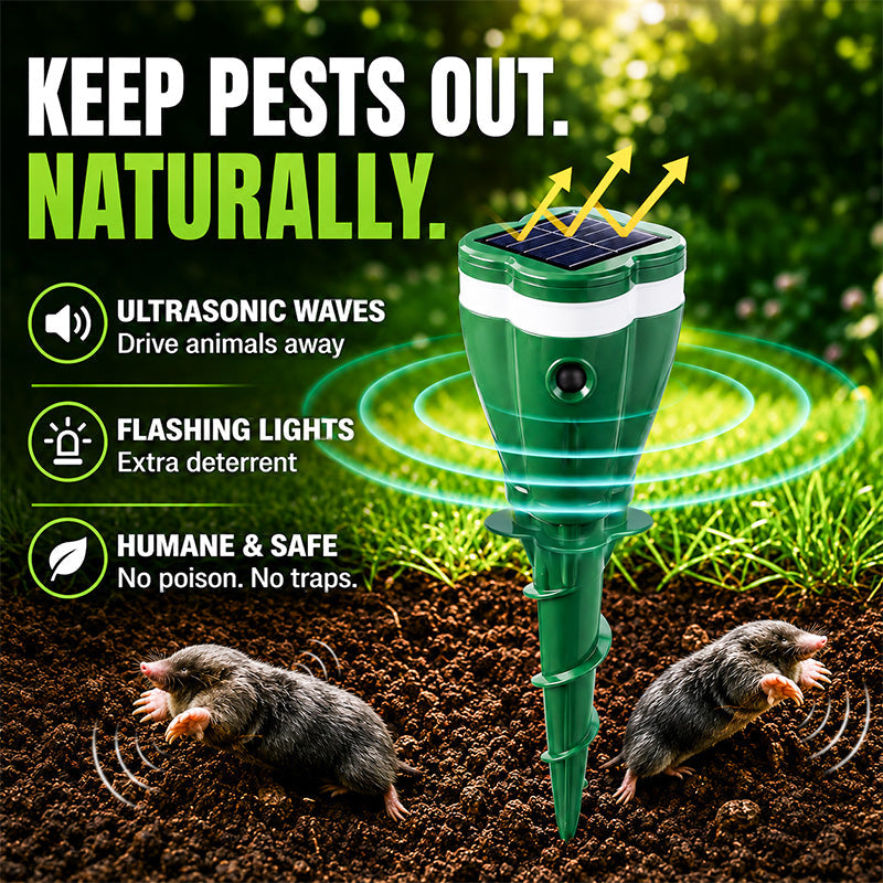 🔥Hot Sale 50% OFF☘️ Solar Powered Waterproof Screw Mole Repellent