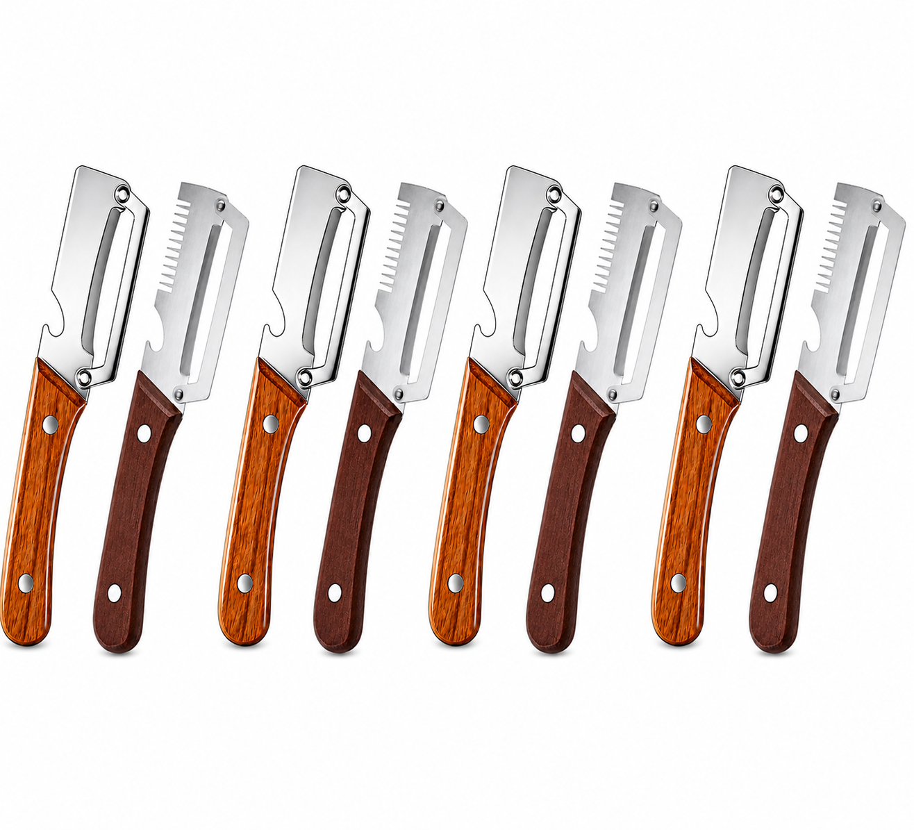 2-in-1 Stainless Steel Peeler & Shredder Set with Wooden Handle