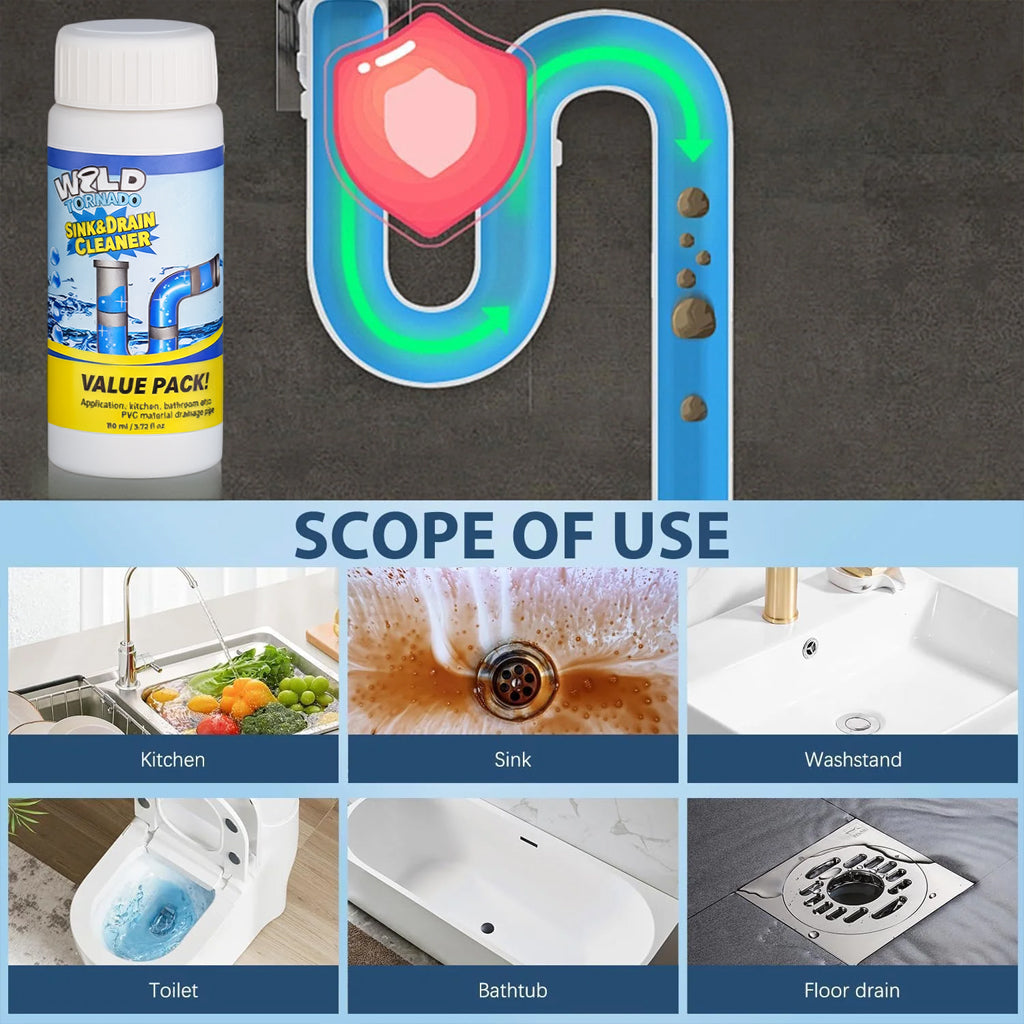 Powerful Sink Drain Cleaner - All-Purpose Pipe Dredging Powder for Home