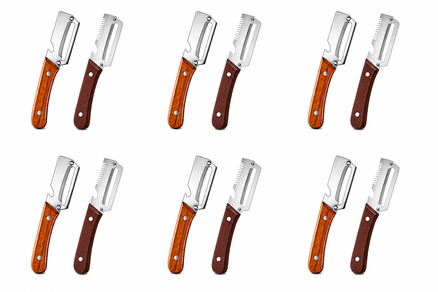 2-in-1 Stainless Steel Peeler & Shredder Set with Wooden Handle