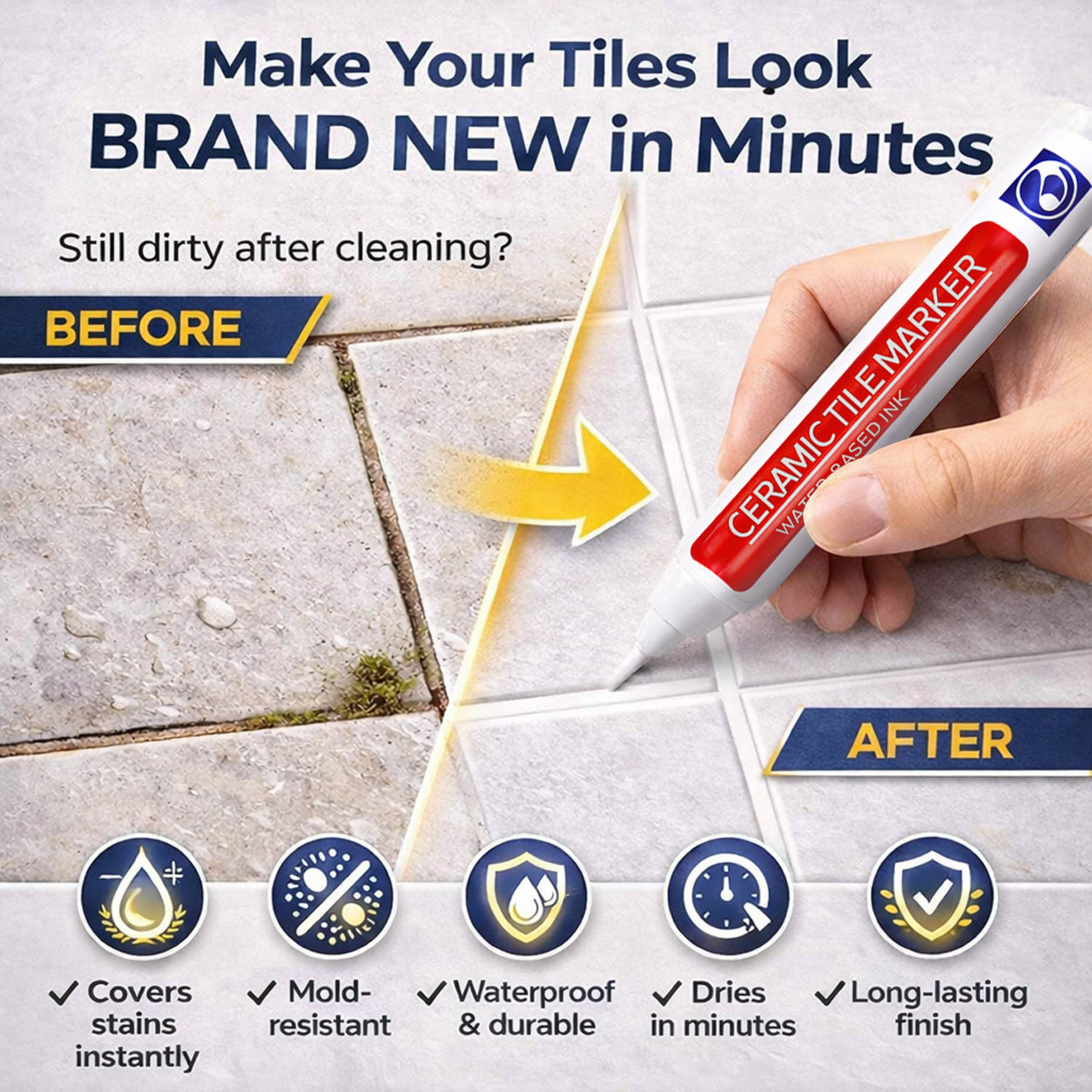 Anti-Mould & Waterproof Joint Pen for Ceramic Tiles!