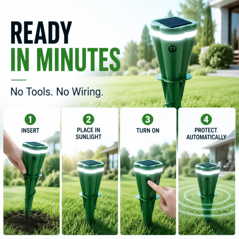 🔥Hot Sale 50% OFF☘️ Solar Powered Waterproof Screw Mole Repellent