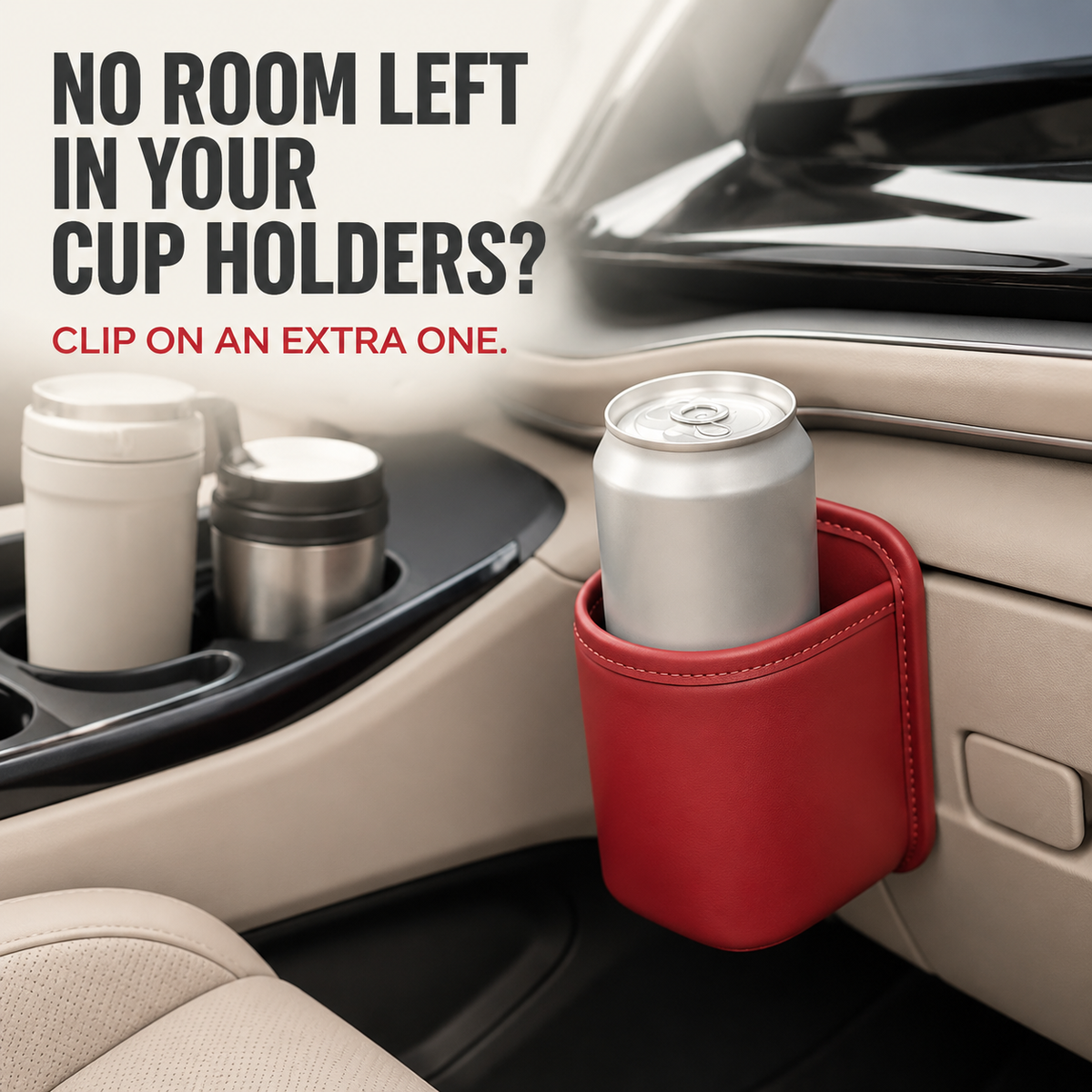 🥳2026 HOT SALE🥳💞50K+ SOLD! 🥗🎁🚗 Clip-On Car Cup Holder & Organizer – Add Extra Drink Storage Without Console Clutter