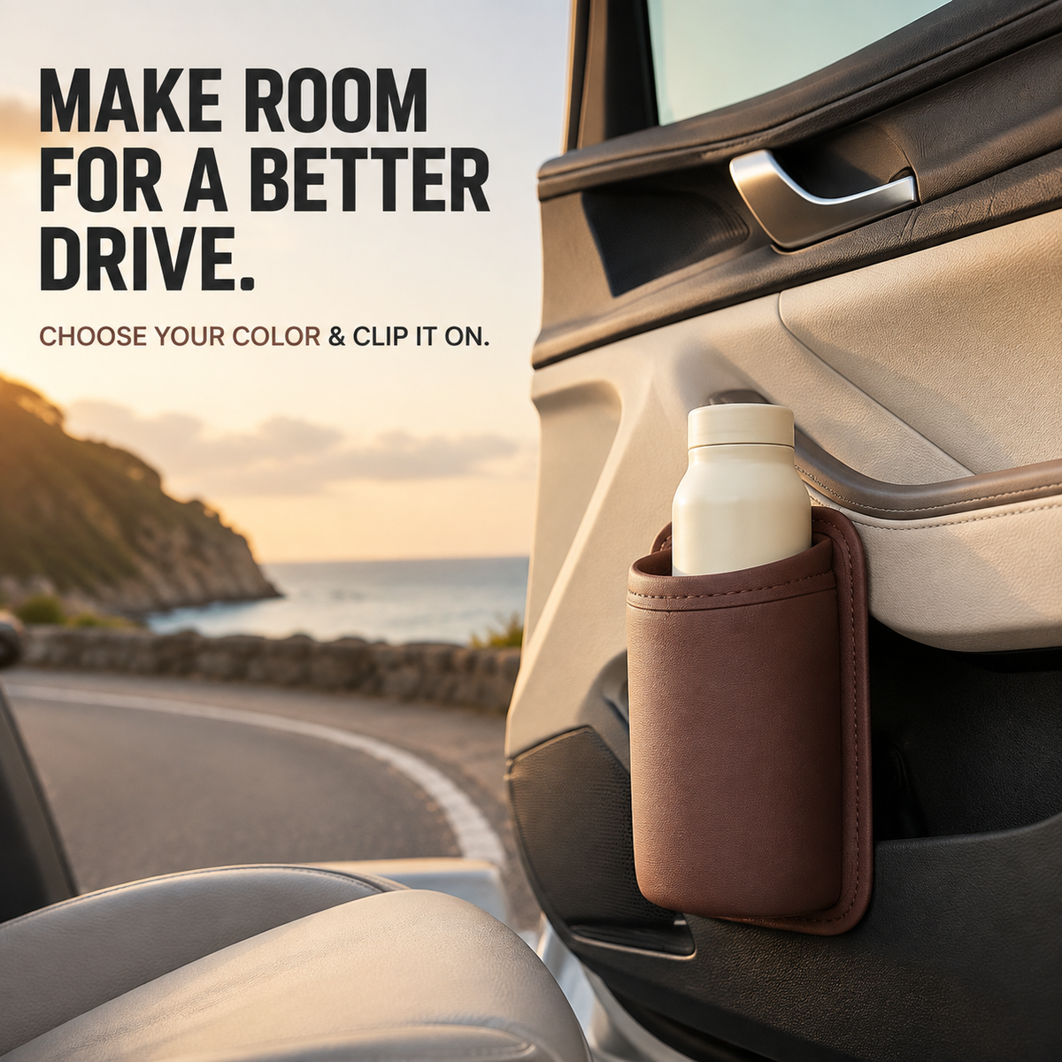 🥳2026 HOT SALE🥳💞50K+ SOLD! 🥗🎁🚗 Clip-On Car Cup Holder & Organizer – Add Extra Drink Storage Without Console Clutter