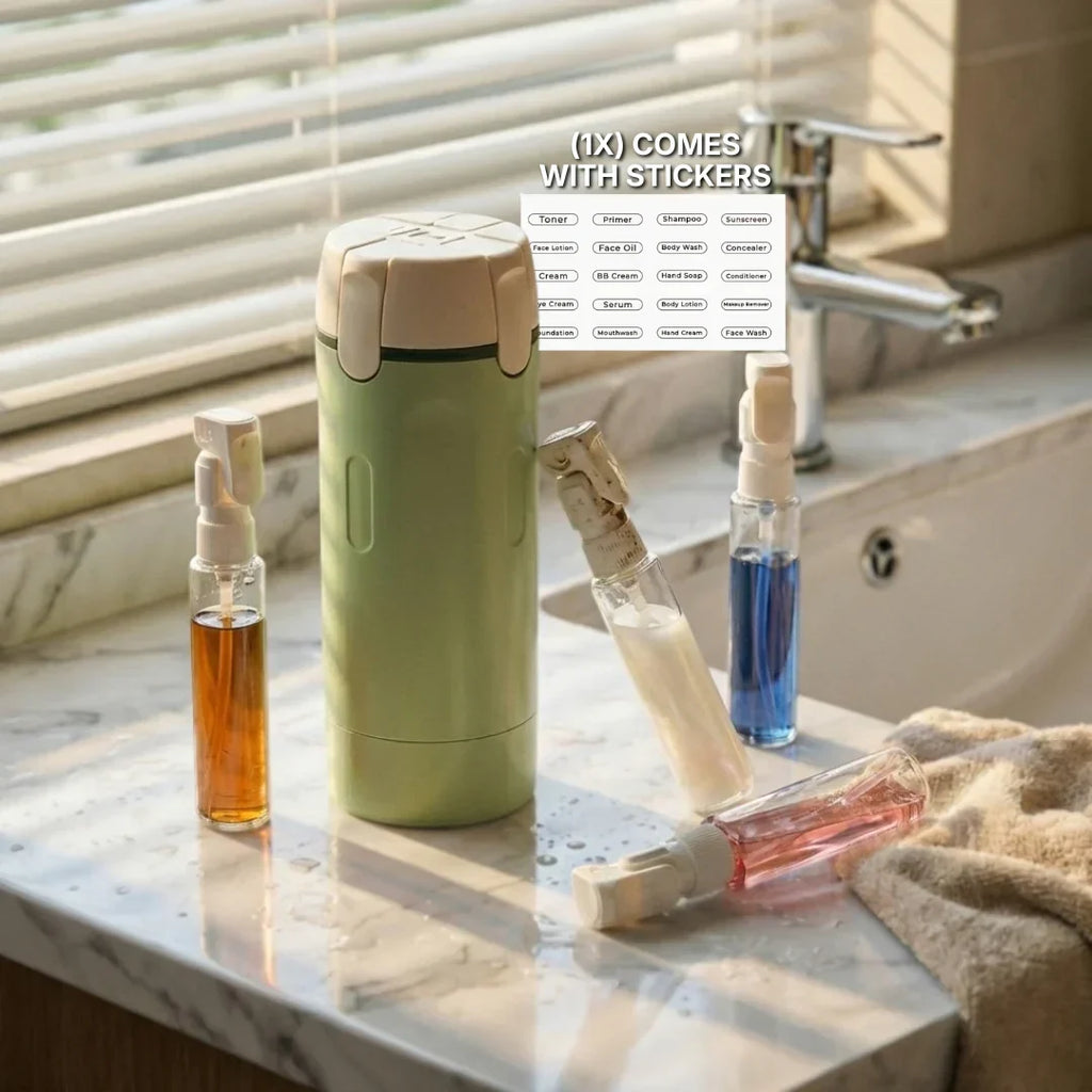 Travel Dispenser - Carry 4 Essentials in 1 Bottle