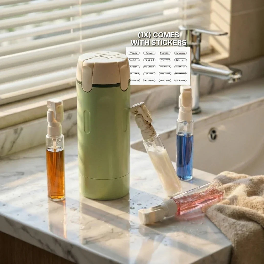 Travel Dispenser - Carry 4 Essentials in 1 Bottle
