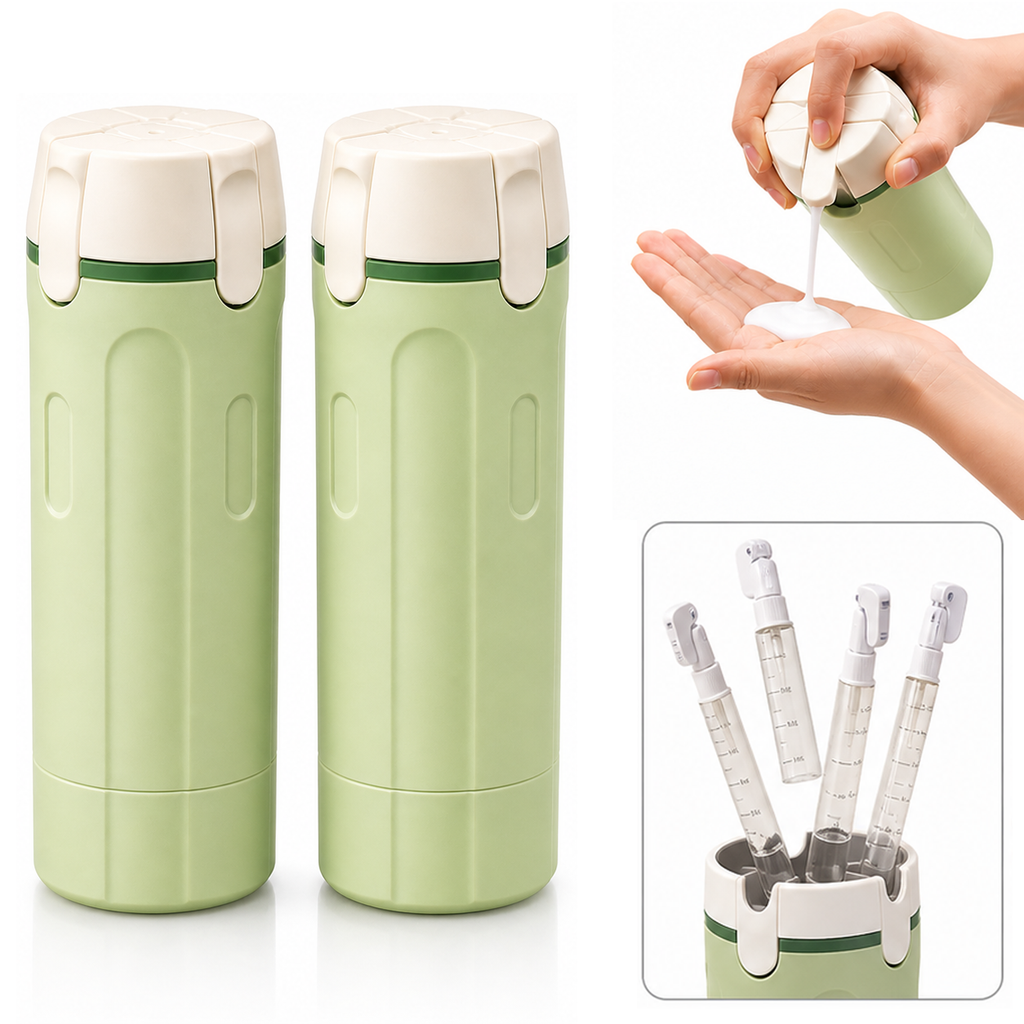 Travel Dispenser - Carry 4 Essentials in 1 Bottle