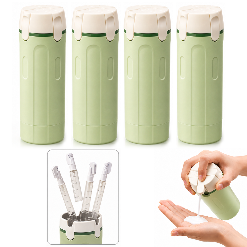 Travel Dispenser - Carry 4 Essentials in 1 Bottle