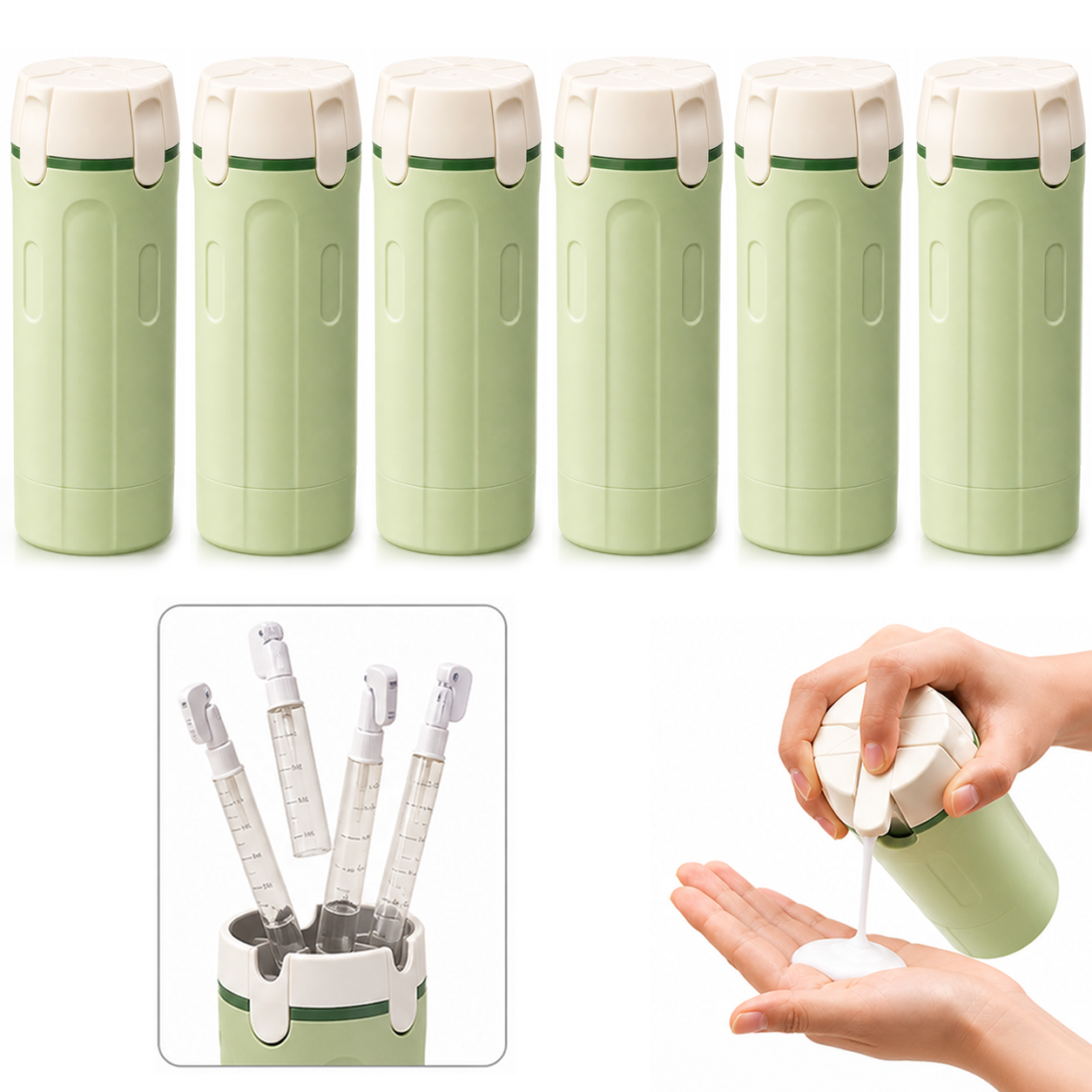 Travel Dispenser - Carry 4 Essentials in 1 Bottle
