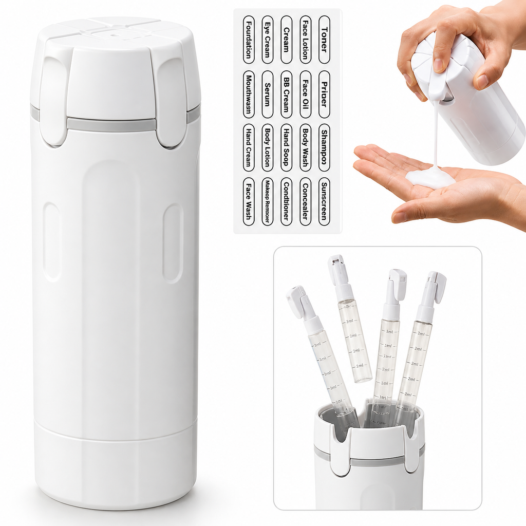 Travel Dispenser - Carry 4 Essentials in 1 Bottle