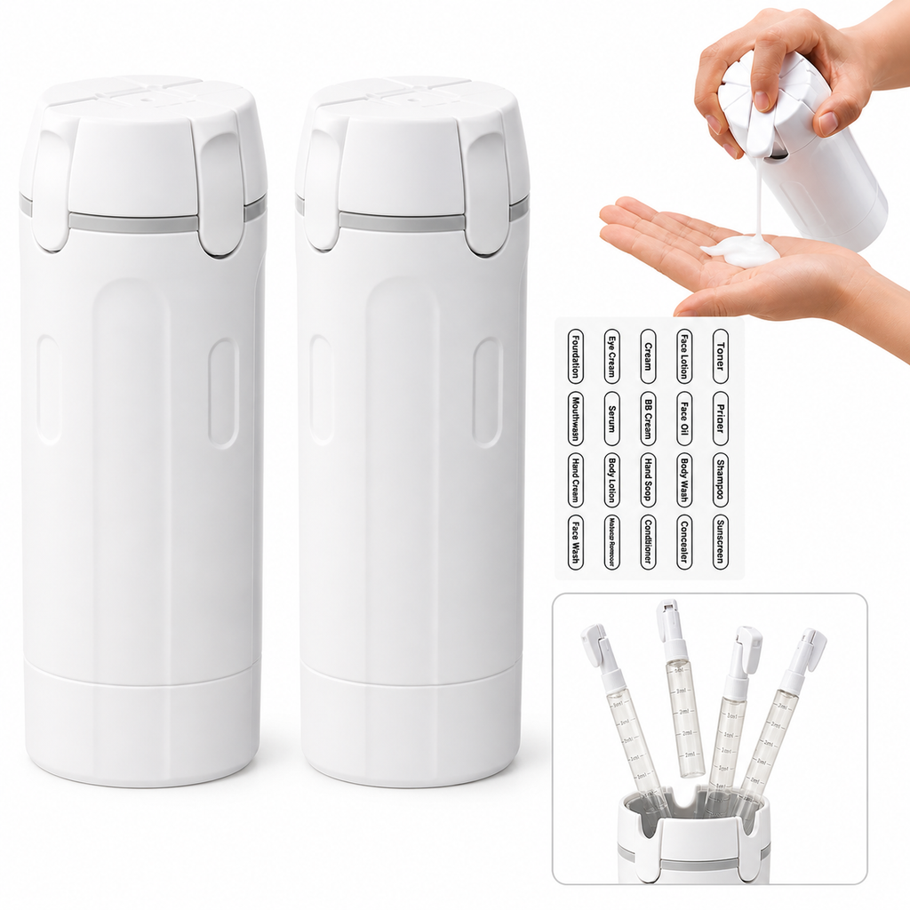 Travel Dispenser - Carry 4 Essentials in 1 Bottle