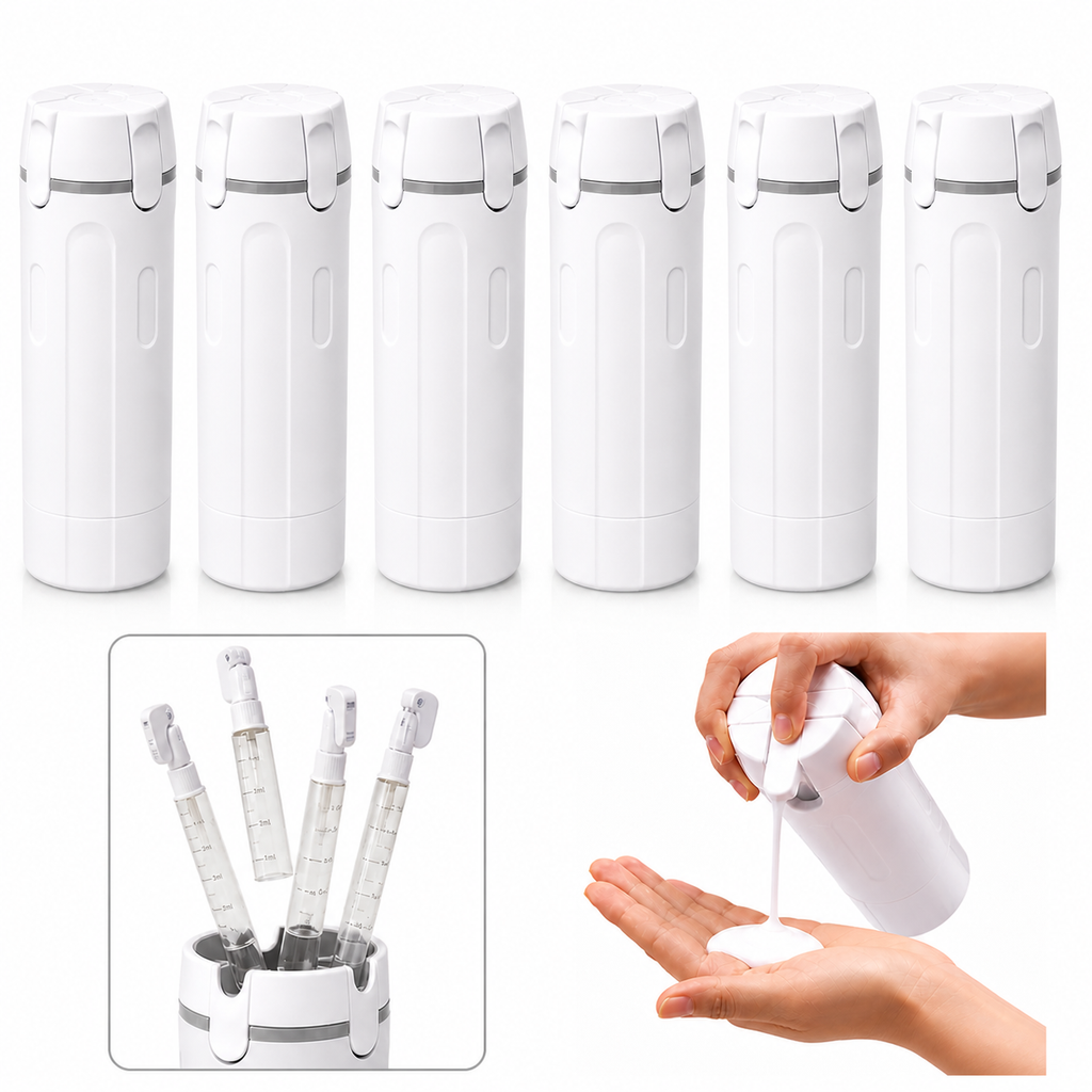 Travel Dispenser - Carry 4 Essentials in 1 Bottle