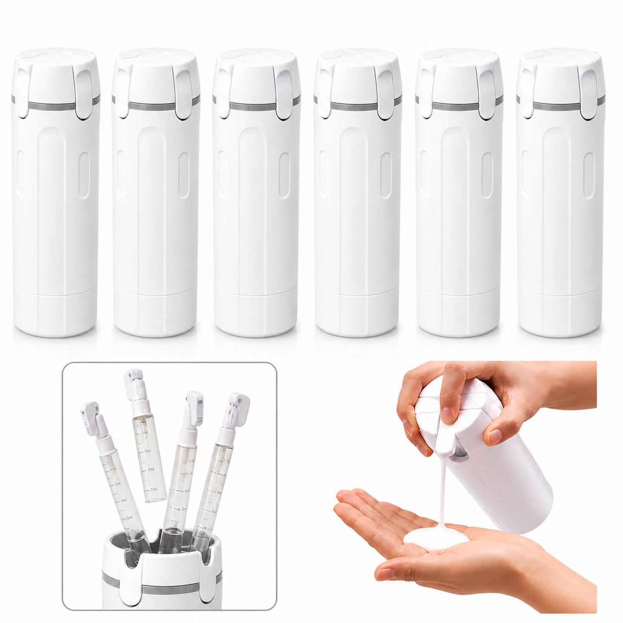 Travel Dispenser - Carry 4 Essentials in 1 Bottle