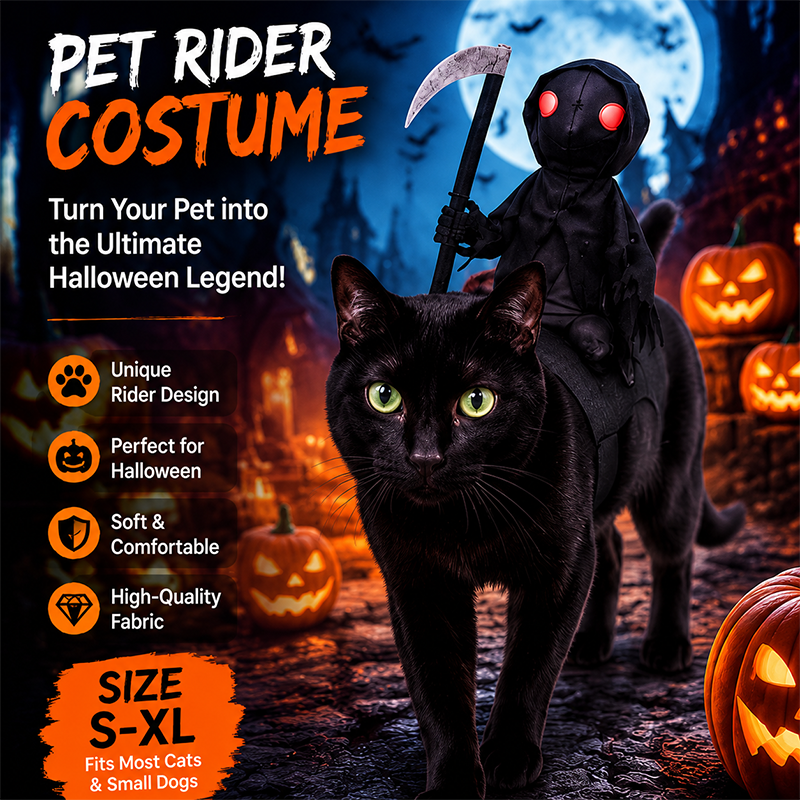 🥳2026 HOT SALE🥳💞50K+ SOLD! 🥗🎁Funny Halloween Reaper Rider Pet Costumer