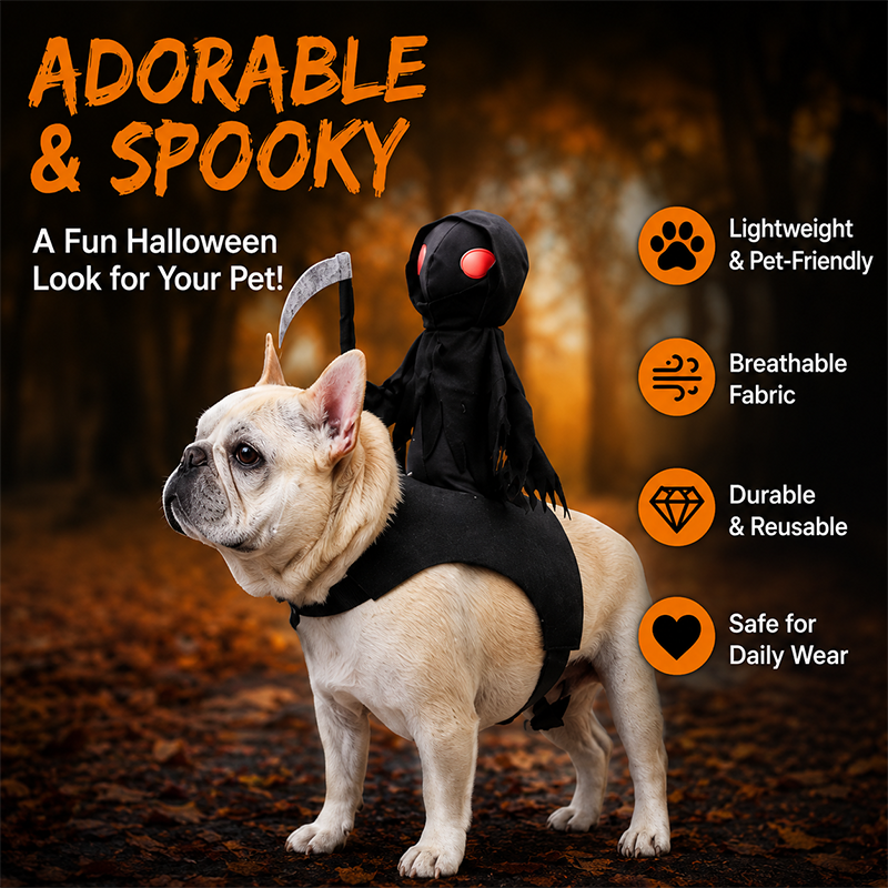 🥳2026 HOT SALE🥳💞50K+ SOLD! 🥗🎁Funny Halloween Reaper Rider Pet Costumer