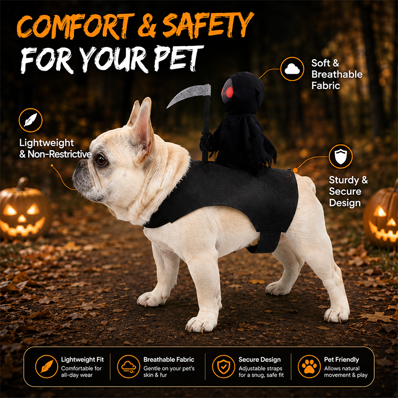 🥳2026 HOT SALE🥳💞50K+ SOLD! 🥗🎁Funny Halloween Reaper Rider Pet Costumer