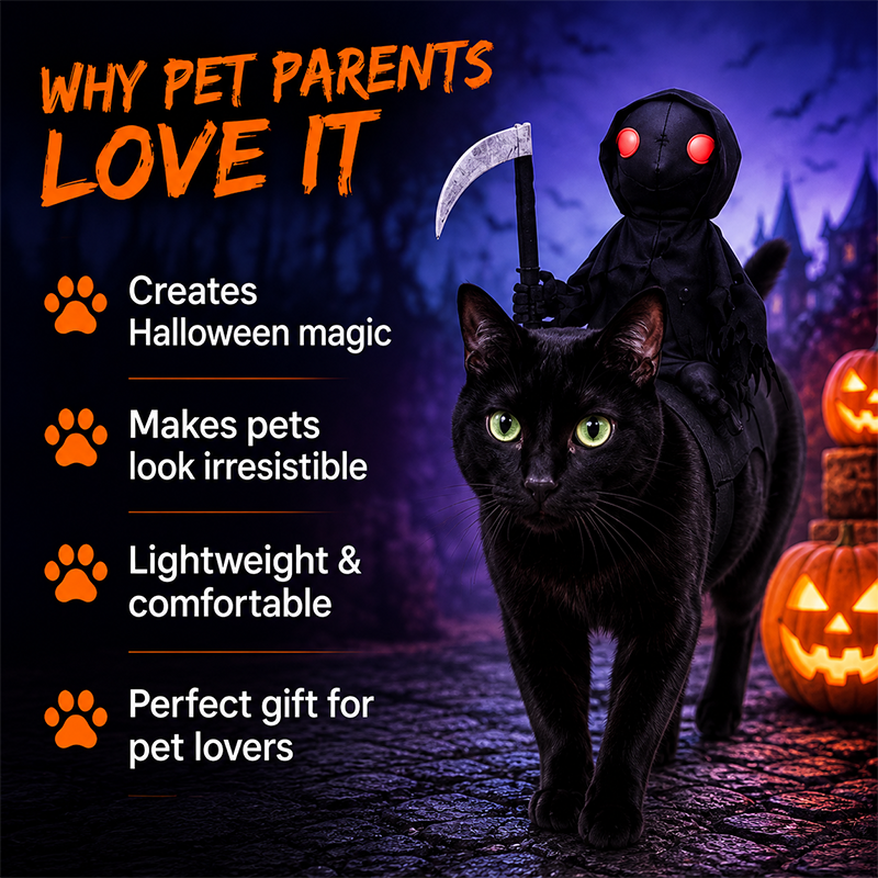 🥳2026 HOT SALE🥳💞50K+ SOLD! 🥗🎁Funny Halloween Reaper Rider Pet Costumer
