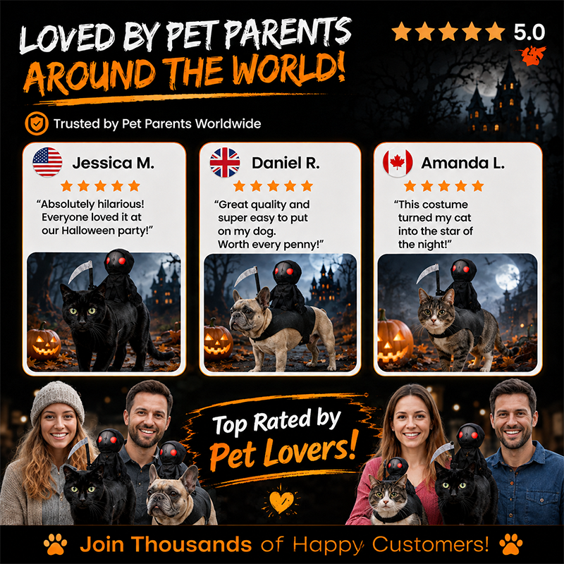 🥳2026 HOT SALE🥳💞50K+ SOLD! 🥗🎁Funny Halloween Reaper Rider Pet Costumer